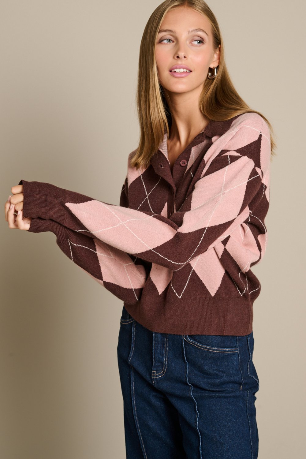 LolaLiza Trui N Poloarg 04007267 3720 Chocolate/pink/o Dames Maat - M