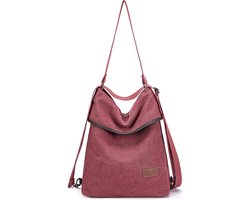 Travistar Dames Canvas Schoudertas Rugzak Vintage Grote Handtas