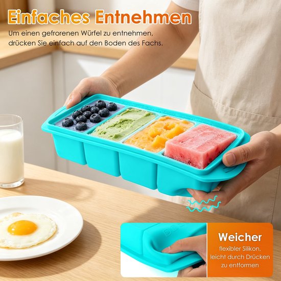 Souper Cubes Siliconen Vriesvormen met Deksel 250 ml + 125 ml — afbeelding 2