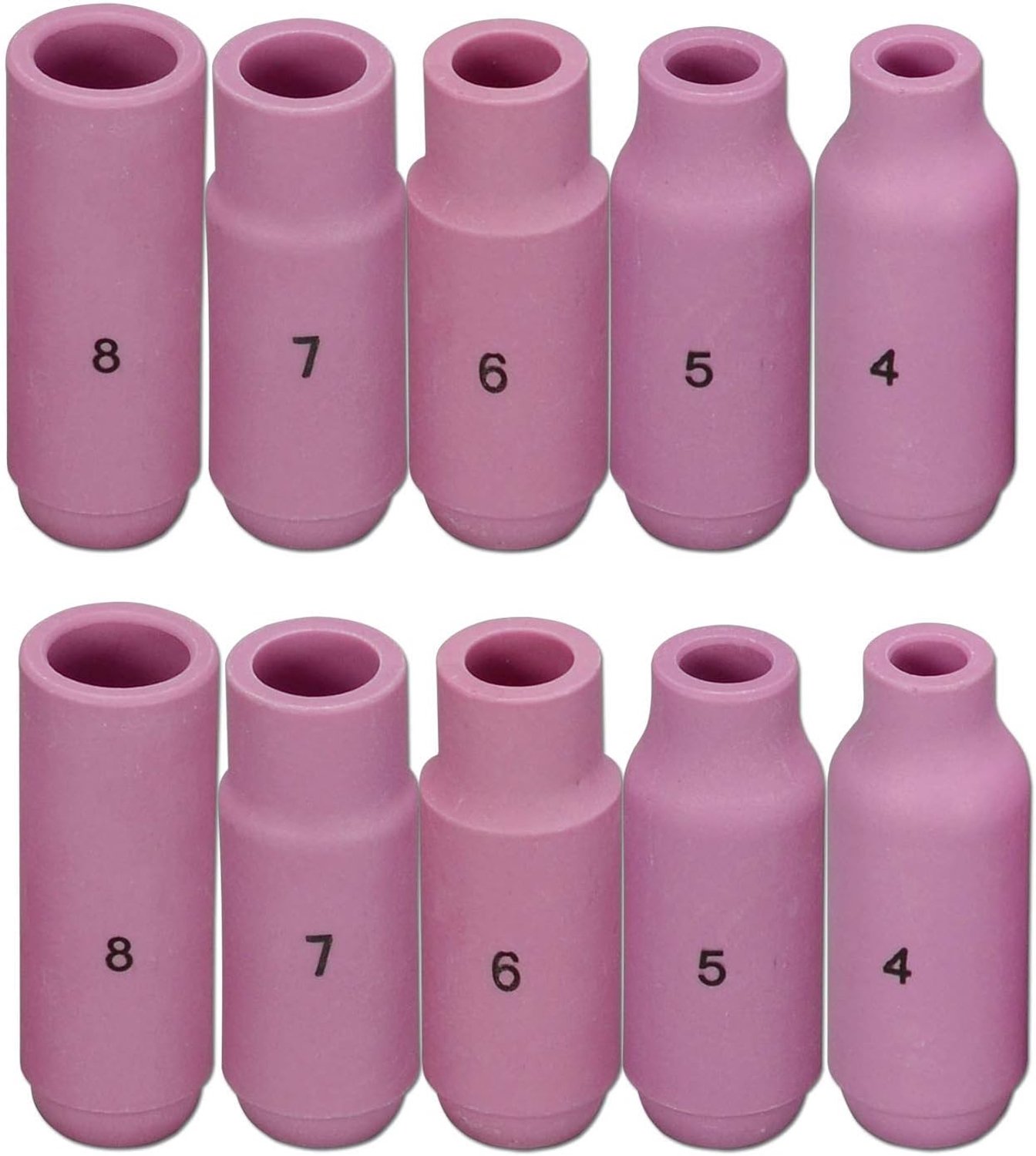 TIG nozzles kit 10N46#8-10N50#4 - keramisch - 10 stuks voor SR WP 17 18 26 - geschikt voor diverse tig branders - Homevero