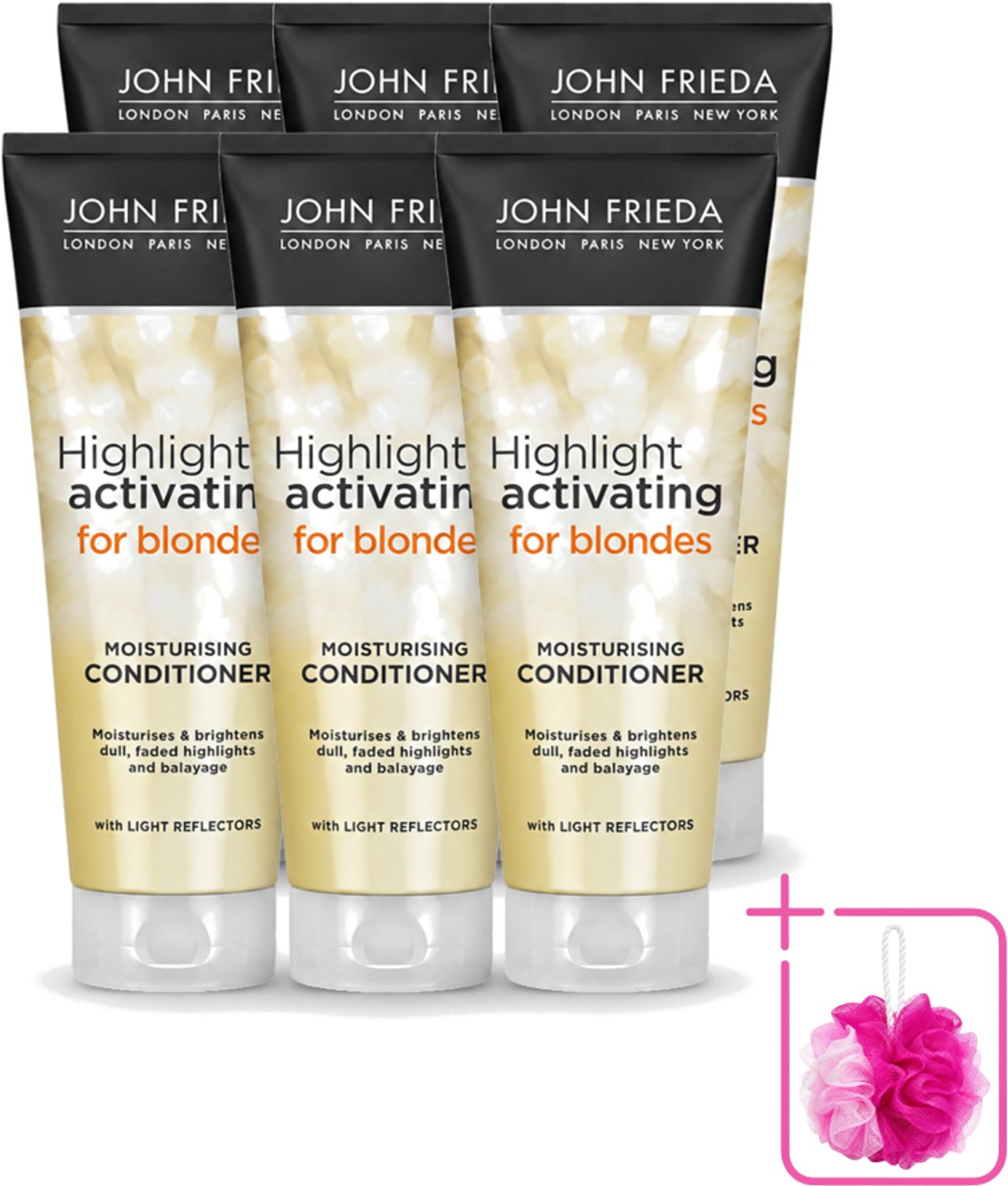 6 x John Frieda – Conditioner – Sheer Blonde – Verhelderend – 250 ml - Bulkverpakking - Blond haar verhelderen - Douchemop - Blonde haar verzorgen