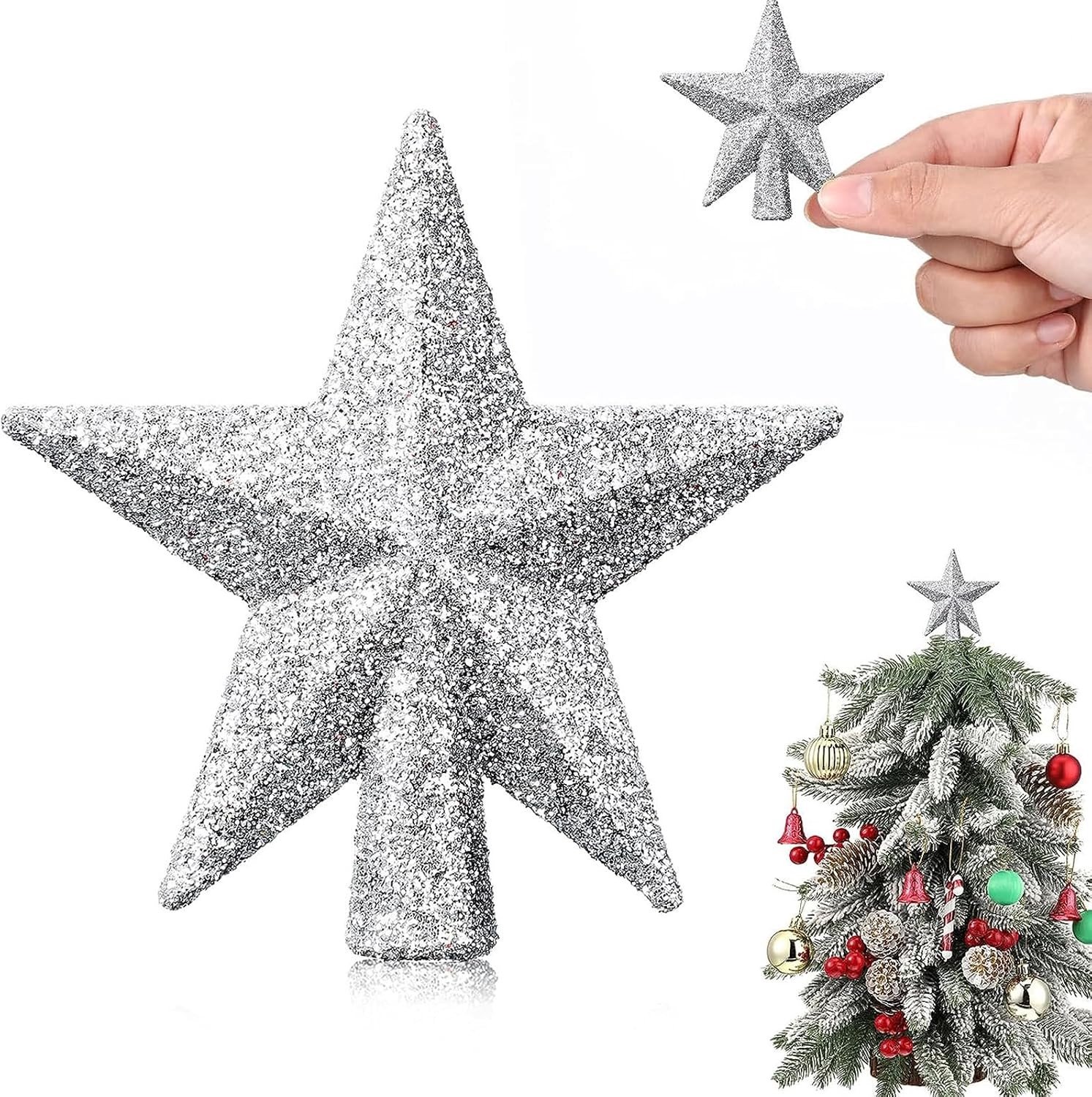 Mini Ster voor Kerstboomtopper, 6 cm Kleine Ster voor Kerstboomdecoratie, Perfecte Kerstversiering, Glitterende Ster, Feestelijke Boomdecoratie, Kerstaccessoire