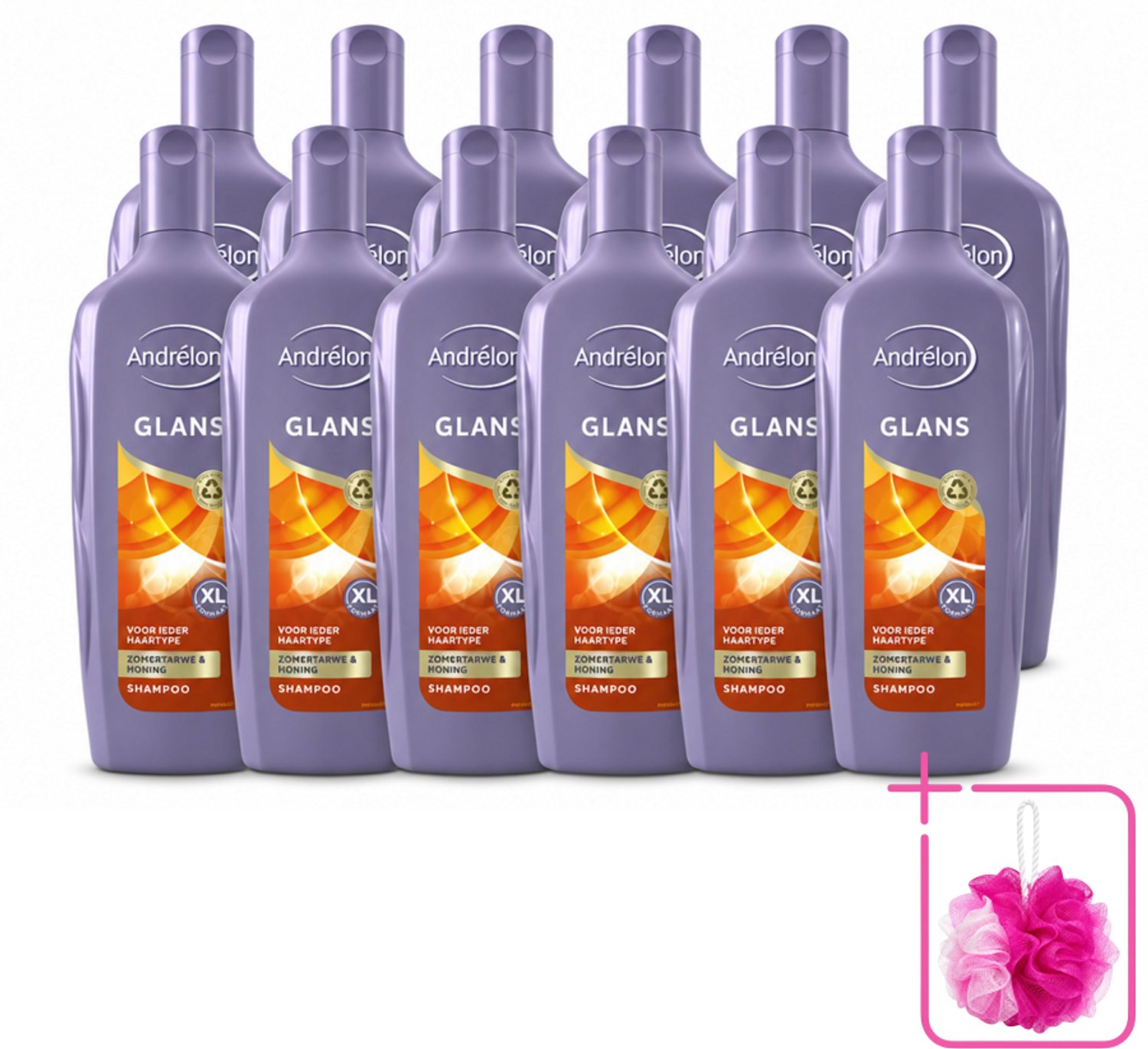 12 x Andrélon - Glans - Shampoo - 450 ml - Bulkverpakking - Glans haar - Douchemop - Natuurlijke glans