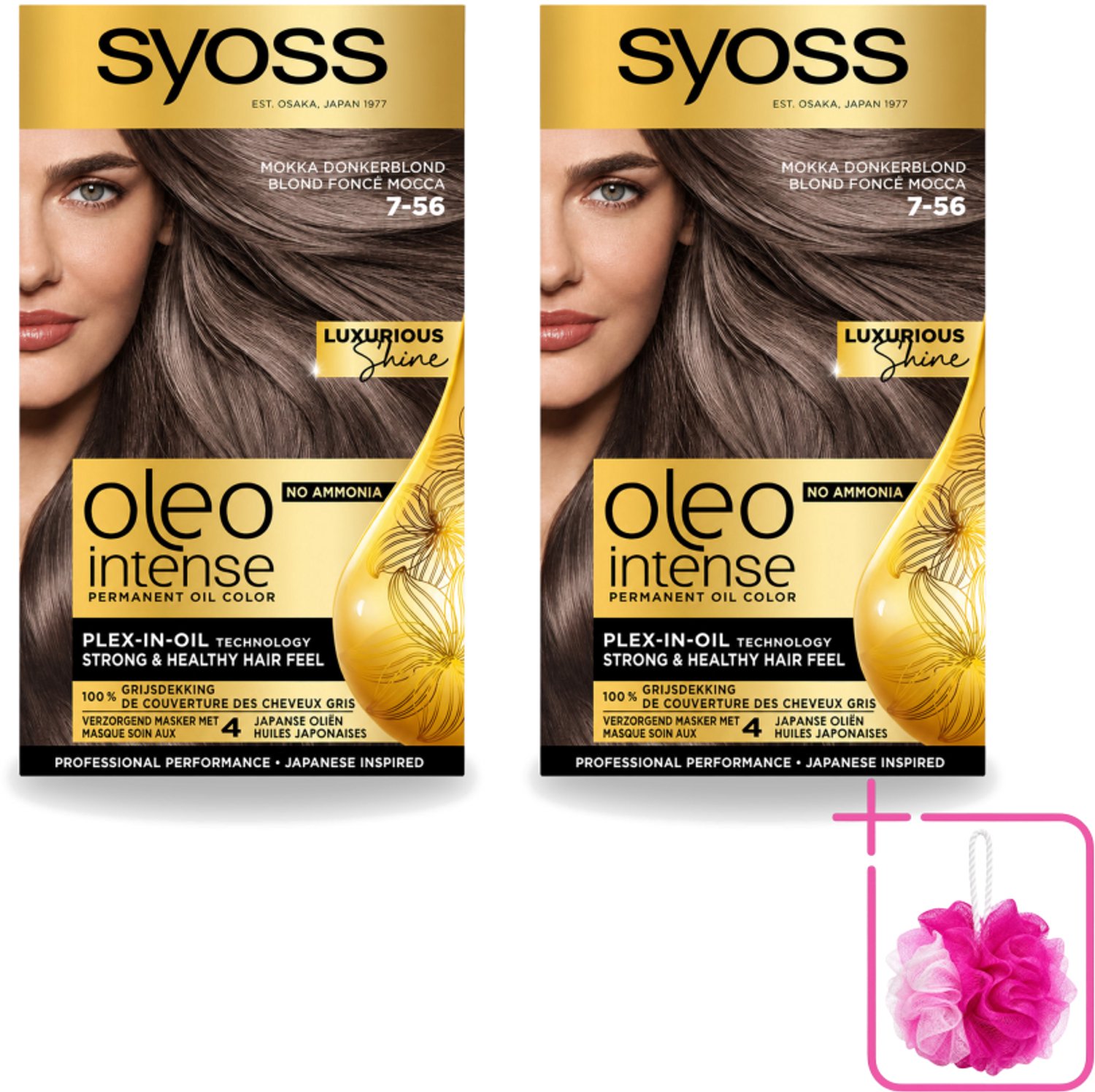2 x SYOSS - Oleo Intense 7-56 Mokka Donkerblond - Haarverf - Zonder Ammoniak - Grijsdekking - Langdurige Kleur - Bulkverpakking - Haarkleuring - Douchemop - Permanente haarkleuring