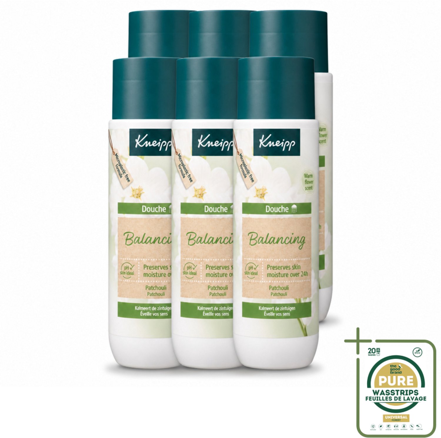 6 x Kneipp - Douchegel - Patchouli - 200 ml - Wasstrips - Douchegel Patchouli - Balans Douchegel - Natuurlijke Douchegel - Ontspannende Douchegel - Huidverzorgende Douchegel