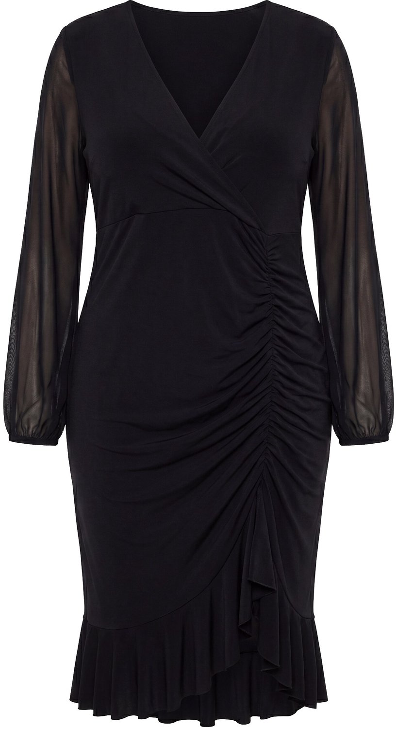 Ulla Popken - Dames - Jerseyjurk - Zwart - Maat 44