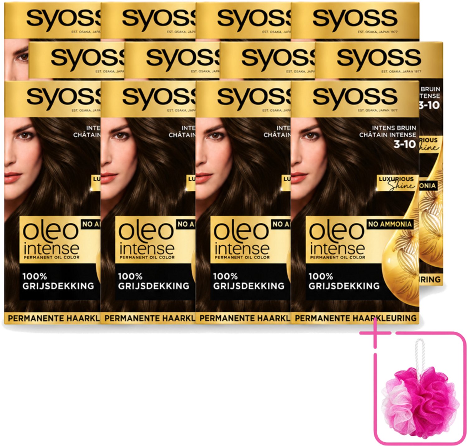 12 x SYOSS - Oleo Intense 3-10 - Haarverf - Permanente Haarkleuring - Intense Bruin - Langdurige Kleur - Bulkverpakking - Haarkleur - Douchemop - Olie-geactiveerde kleur
