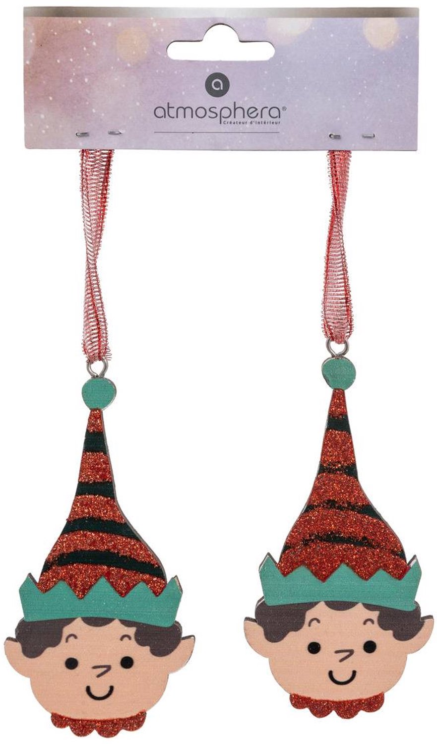 Feeric lights & Christmas Set van 2 houten kerstkabouters, 8 cm Vert