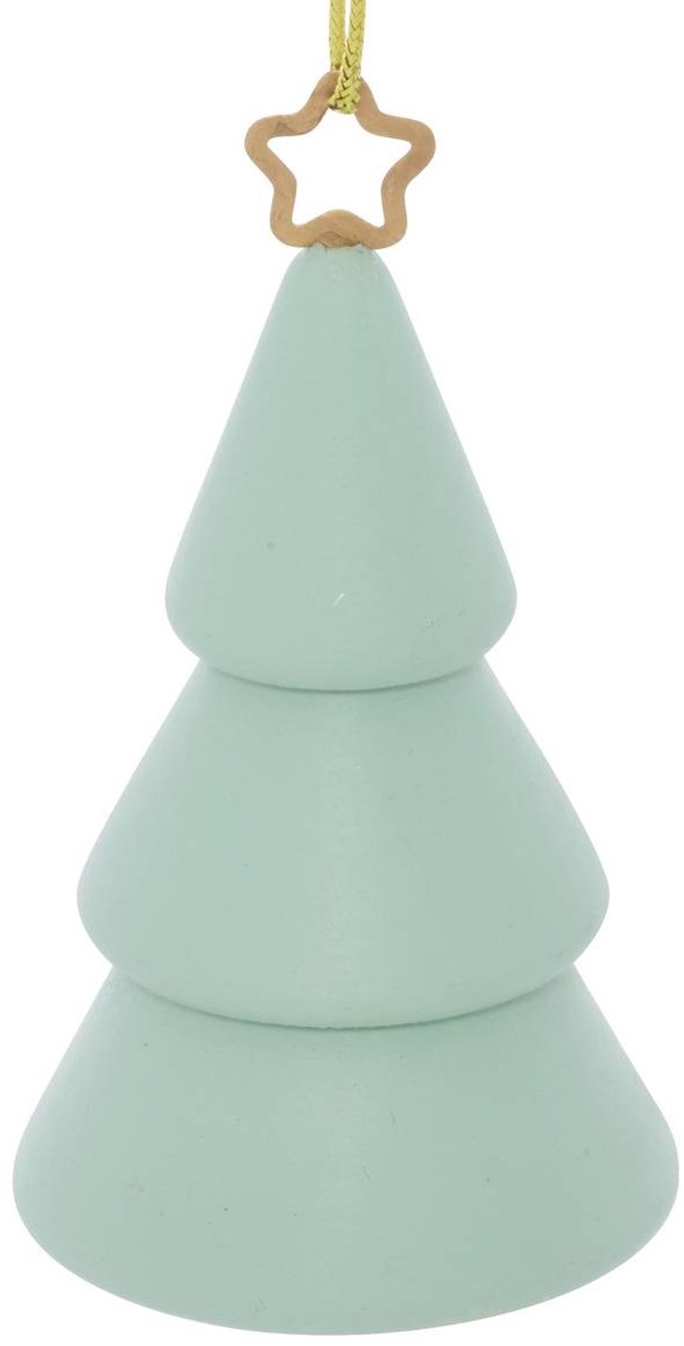 Feeric lights & Christmas Kerstboomversiering met 3D-kerstboommotief en groene houten ster, 10 cm Modèle A