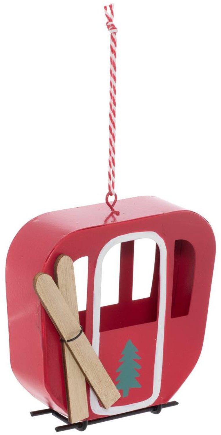 Feeric lights & Christmas Hangende dennenboom in de vorm van een stoeltjeslift, van rood metaal, 10 cm Rouge