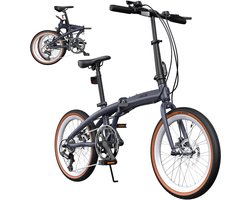 RCB Vouwfiets 20 inch aluminium, 7 versnellingen, schijfremmen, tot 100 kg, voor jongeren & volwassenen