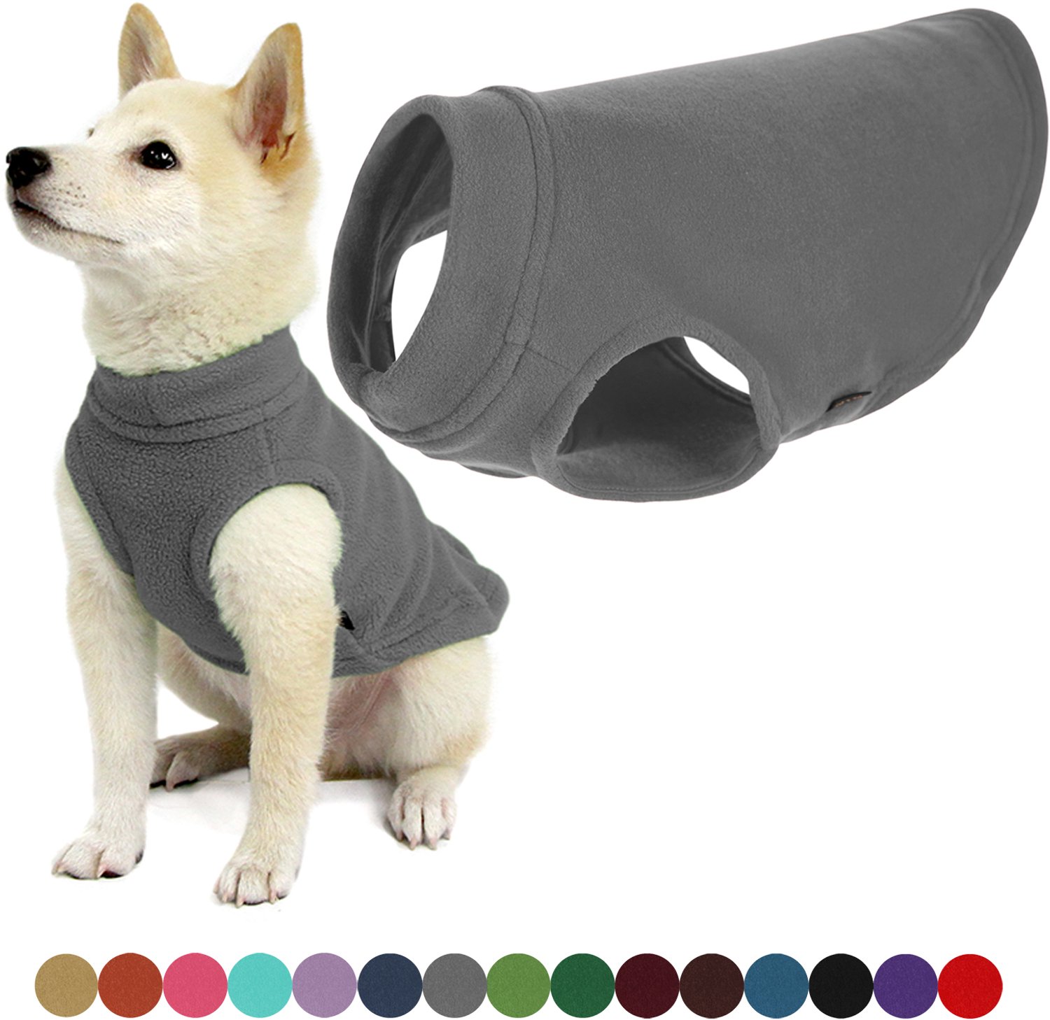 Gooby Stretch Fleece Vest Hondenjas - Warme hondentrui voor kleine honden - Grijs - Small