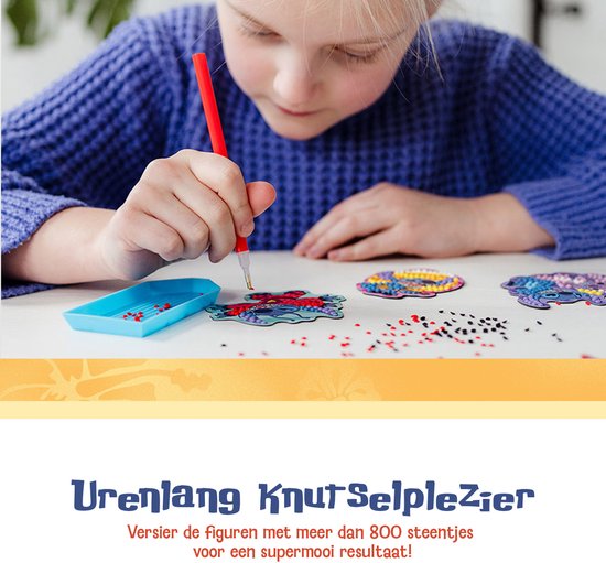 Urenlang knutselplezier: versier Stitch-figuren met 800+ steentjes voor een prachtig resultaat.