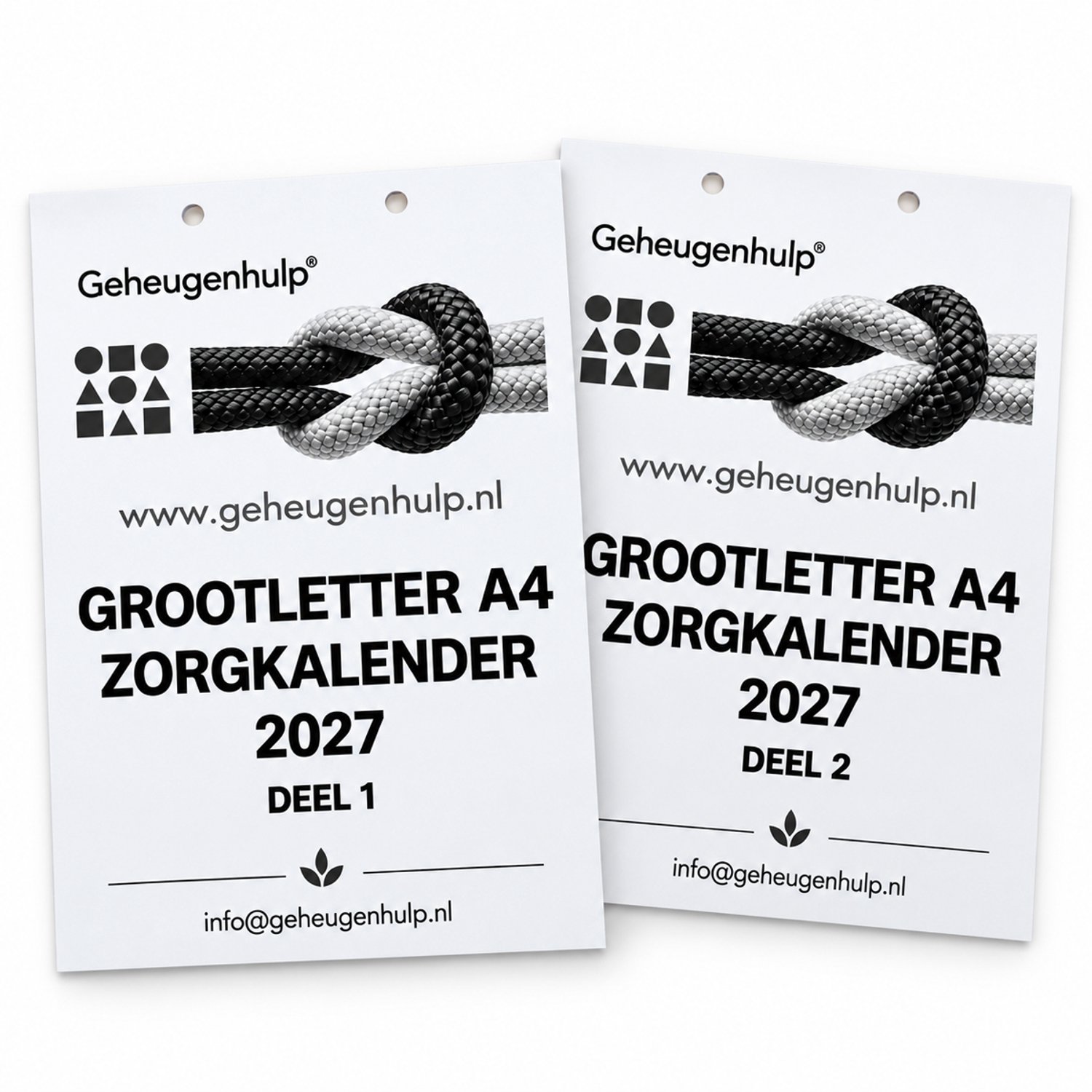 Grootletter Zorgkalender-dagkalender- A4 -2027 - 2 delen- Geheugenhulp