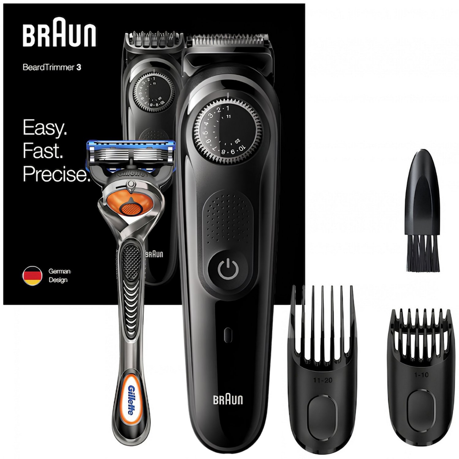 Bol.com Braun Baardtrimmer Series 3 - Baardtrimmer met Gillette Fusion5 ProGlide Scheermes - Nat & Droog - 39 Lengtestanden 0,5 ... aanbieding