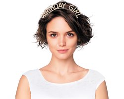 PARTYPRO - Gouden Happy Birthday diadeem voor volwassenen