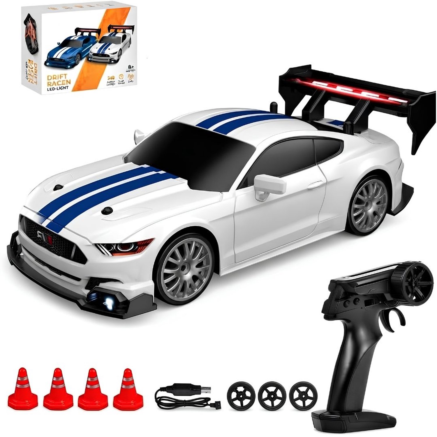 KLS® RC Auto - Bestuurbare Auto - Afstandbestuurbaar Race Drift Car - Wit - 28cm x 23cm x 9cm