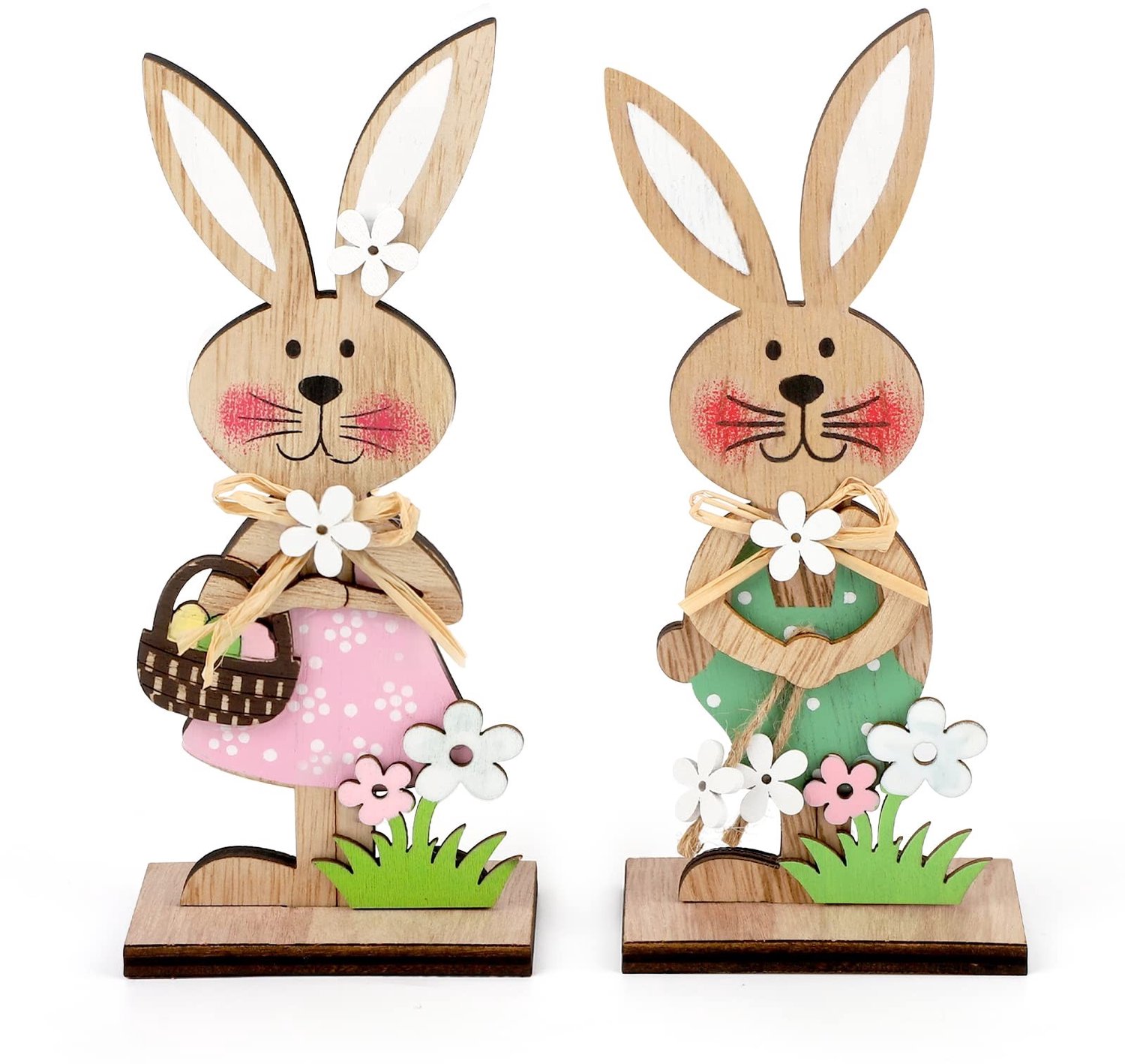 Set van 2 Houten Paashaas Decoraties voor Pasen