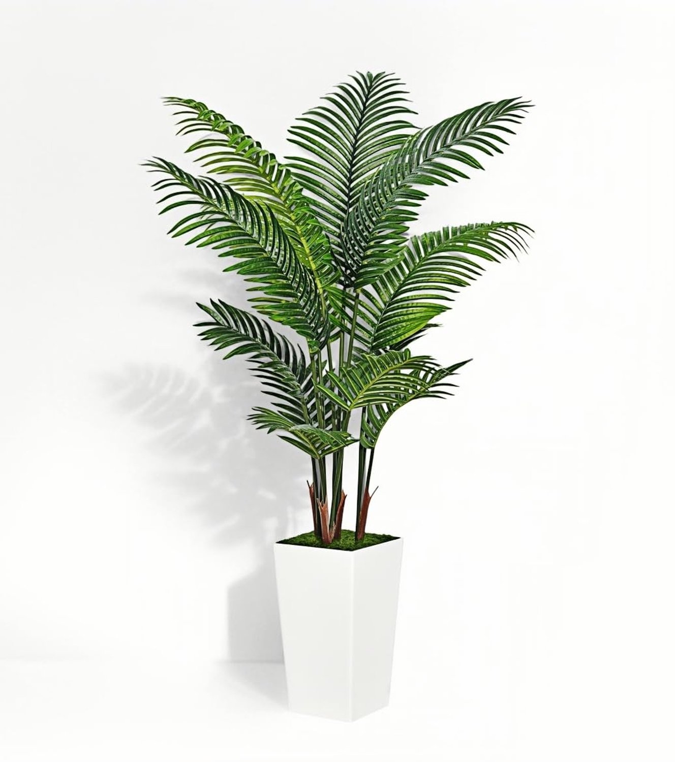 Danky Kunst Areca Palmboom Set van 2 - 150 cm Hoog - Realistisch Zijde & PE - Met Witte Vierkante Pot