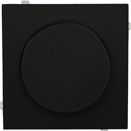 Matzwarte inbouw led-dimmer van Luranova met een vierkante basis en ronde draaiknop.