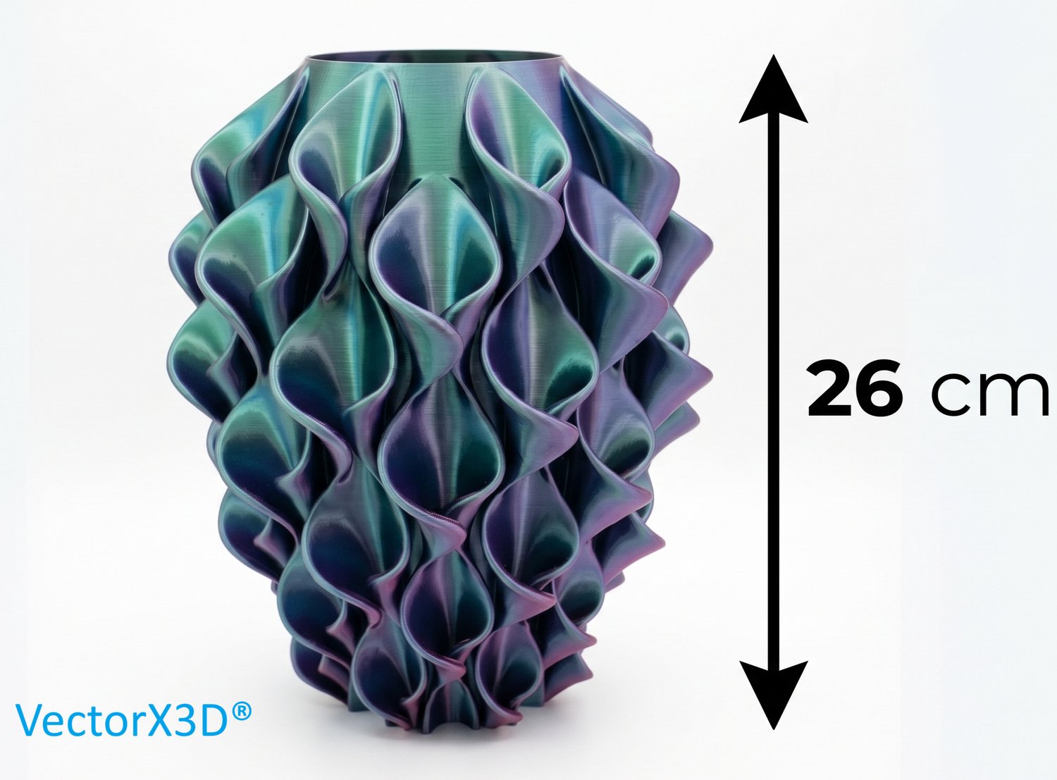 Lé Vase "Multiverse" 3 Kleuren in 1 vaas - Milieuvriendelijk - Uniek - 100% Waterdicht - Home Deco - Huis Decoratie - Verjaardag Kerst Cadeau Geschenk VectorX3D® 3D Vaas Waar Organische Kunst en Nederlandse Innovatie Elkaar Ontmoeten 26cm Hoog