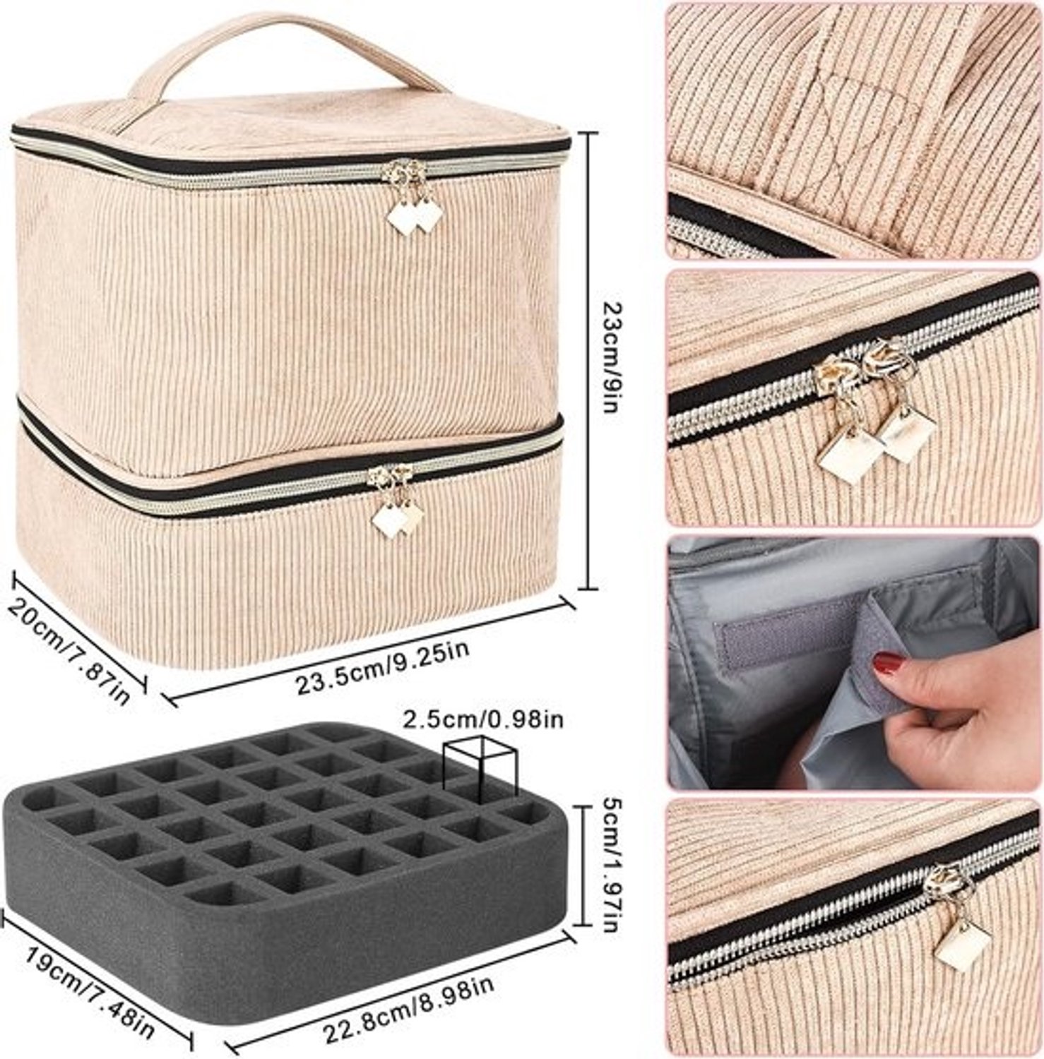 Nagellak Organizer - Opbergtas - Nagelflessen opbergen - Dubbellaags ontwerp - 30 Flessen - Roze