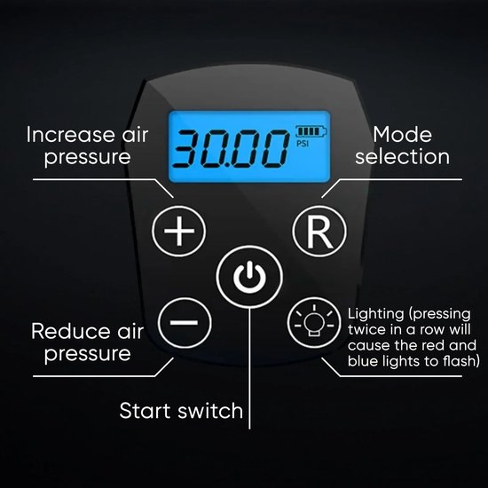 Heidat accu compressor - Luchtcompressor - Incl 2 x accu - Bandenpomp 18V - Auto en fiets - Digitaal en Led - Met 12V auto-aansluiting — afbeelding 2