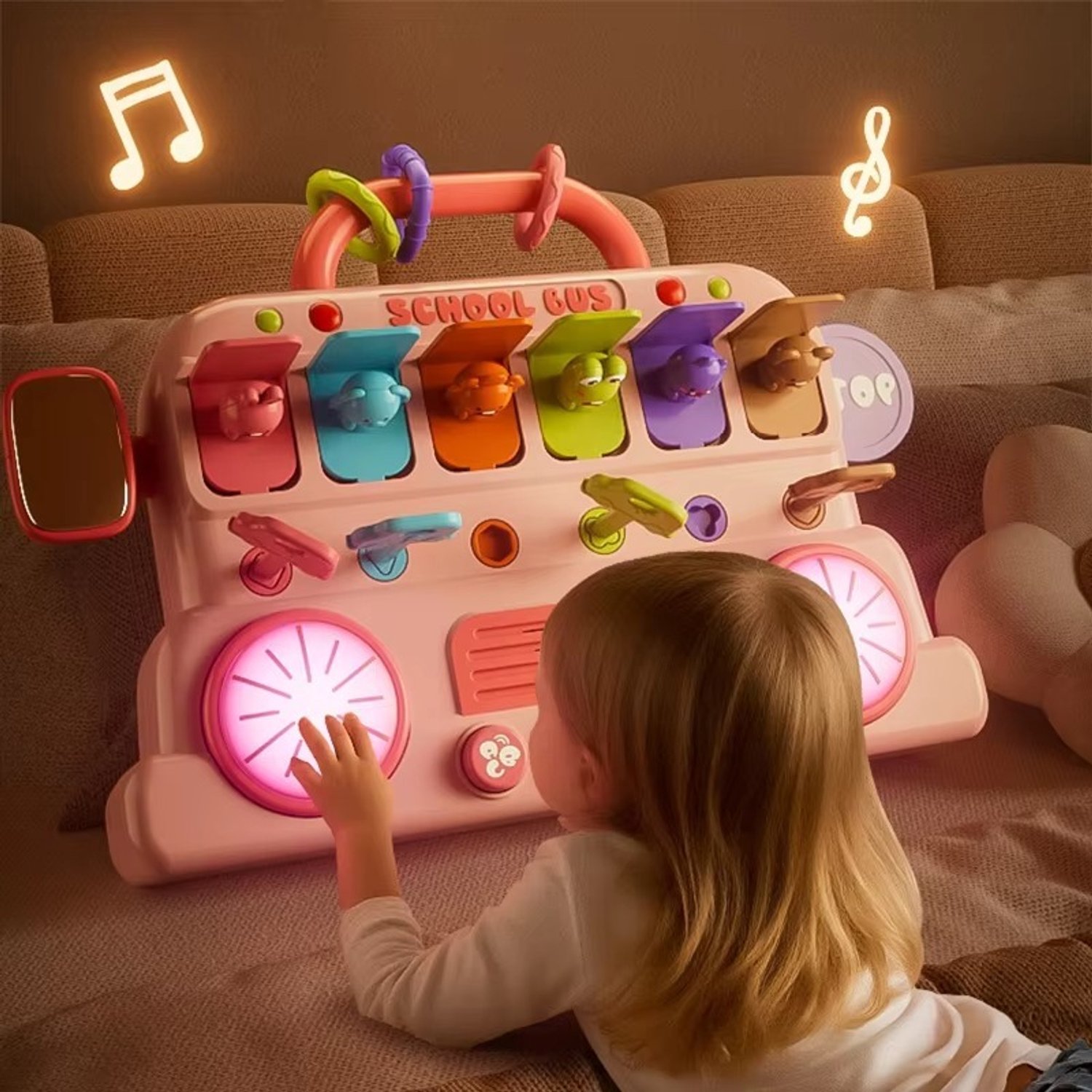 Pink Busy Board 8-in-1 – Montessori Activiteitenbord voor Peuters – Sensorisch Speelgoed 3 Jaar – Educatief Cadeau Meisje & Jongen – Fijne Motoriek & Cognitieve Ontwikkeling