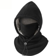Namajunas - Eendelige flanellen balaclava - Balaclava - Met Verstelbaar trekkoord - Bivakmuts - Bivakmuts Sport - Nekwarmer - Balaclava Fleece - Ski Masker - Ski Mask - Facemask - Unisex - Zacht en warm - Wintersport - Fiets - Outdoor - Zwart
