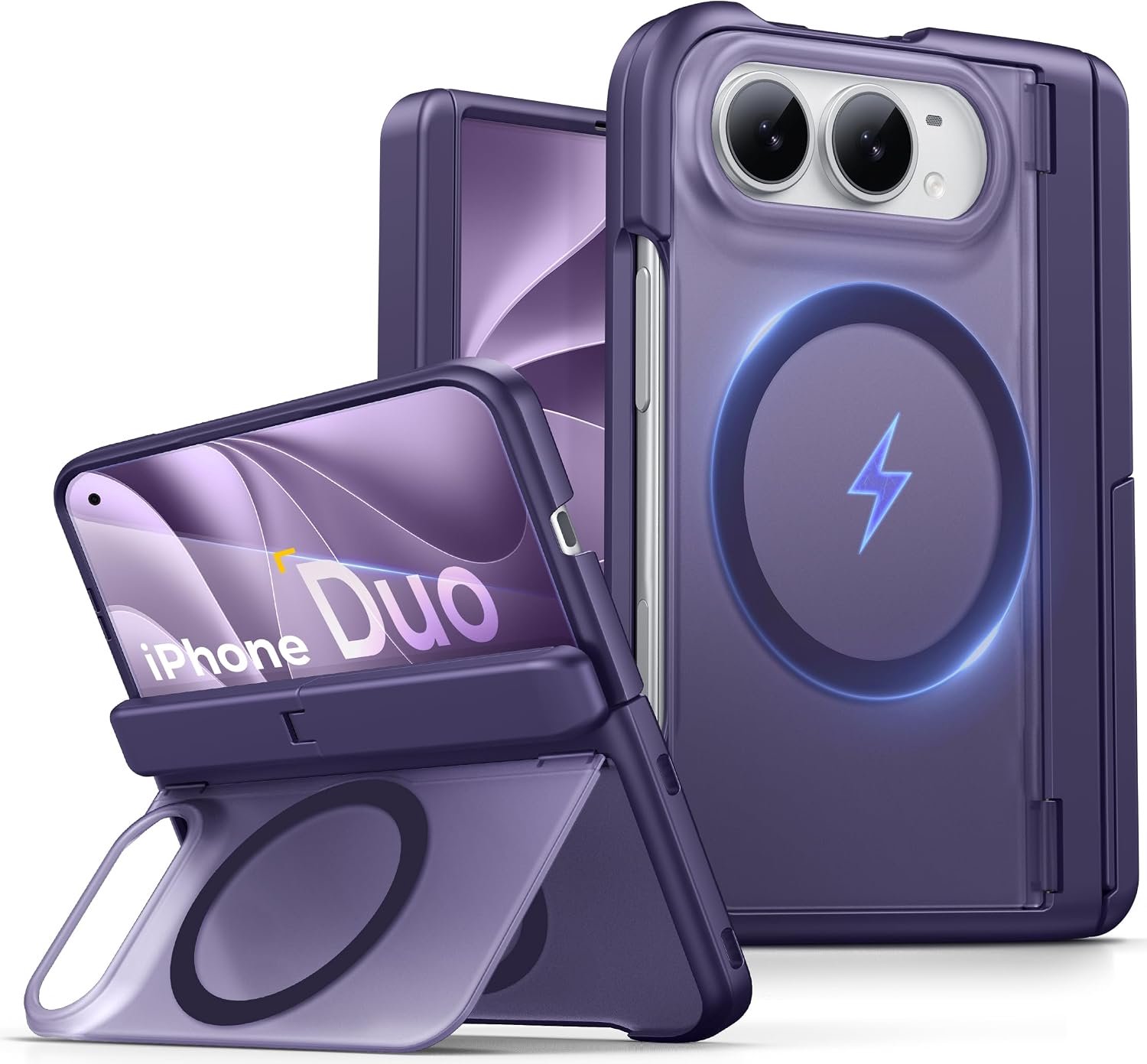 Zandarix Hoesje Geschikt voor Apple iPhone Duo - Scharnierbescherming - Robuust - Heavy Duty - 360 Graden - Geschikt voor Mag - Back Cover Hoesje - Paars