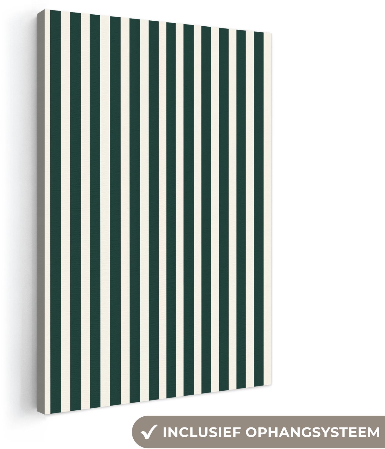 Canvas schilderij 40x60 cm - Exclusieve wanddecoratie Strepen - Klassiek - Groen - Muurdecoratie woonkamer - Slaapkamer decoratie - Kamer accessoires - Schilderijen op canvas