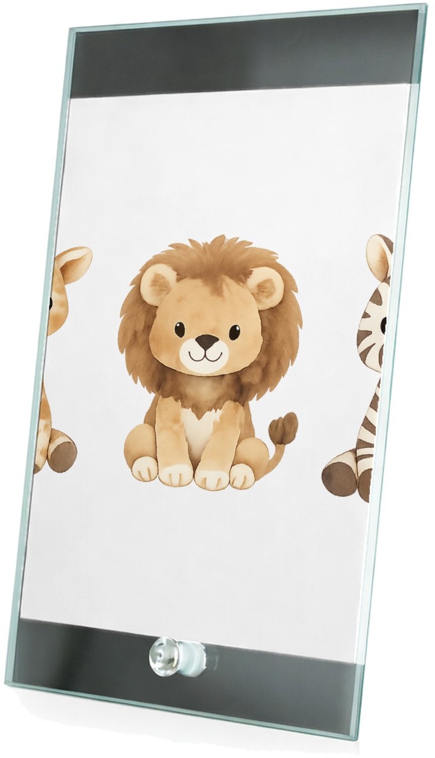 Mr Cadeautjes Glasframe 15 x 23 - design Rustig drieluik met bosdieren in zachte aquarel | cadeau Wit