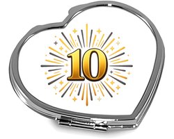 Mr Cadeautjes Metalen spiegeltje ~6 cm - design Luxe jubileum met een ander centraal symbool en een stralend | cadeau
