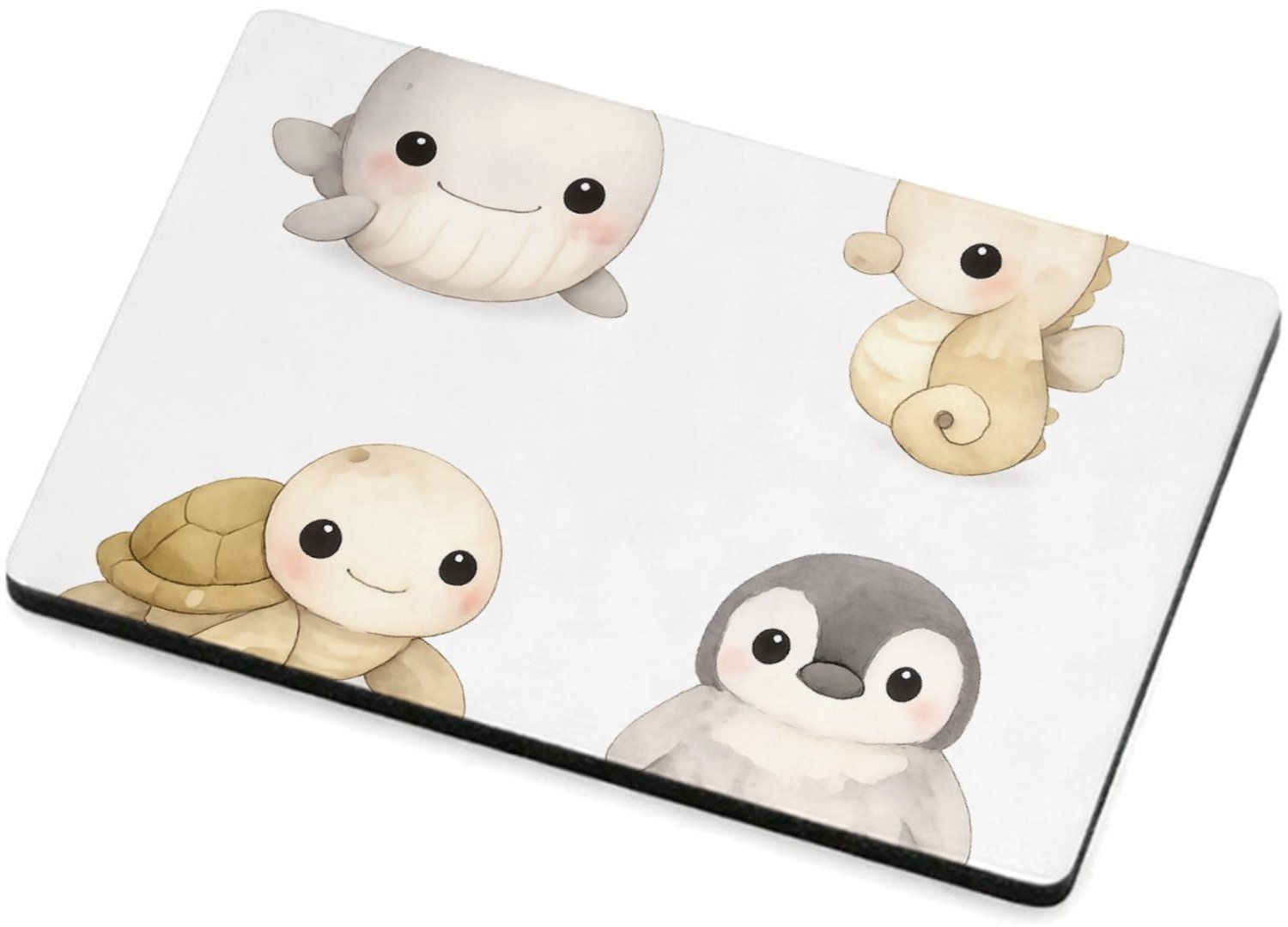 Mr Cadeautjes MDF magnetische fotolijst 7,5 x 5 - design Pastel zeedierenportretten met minimalistische witte ruimte | cadeau