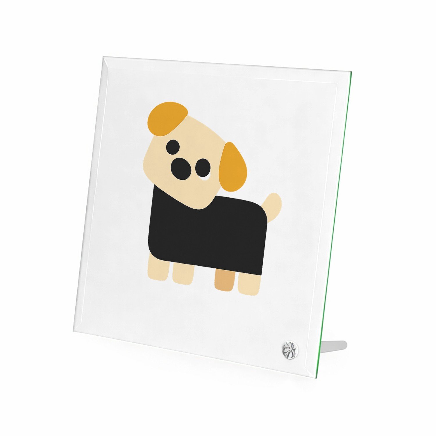 Mr Cadeautjes Glasframe 20 x 20 - design Minimalistische hond met eigenwijze blik | cadeau Wit