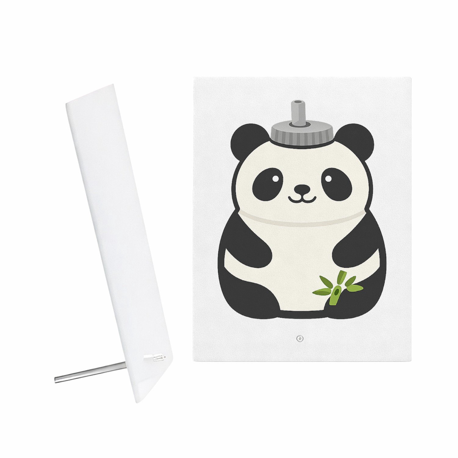 Mr Cadeautjes Glazen fotopaneel Een vrolijke dier-bidon met dezelfde speelse productpersoonl - 15 x 20 cm, staand - glas, decoratie, wanddecoratie | cadeau Wit