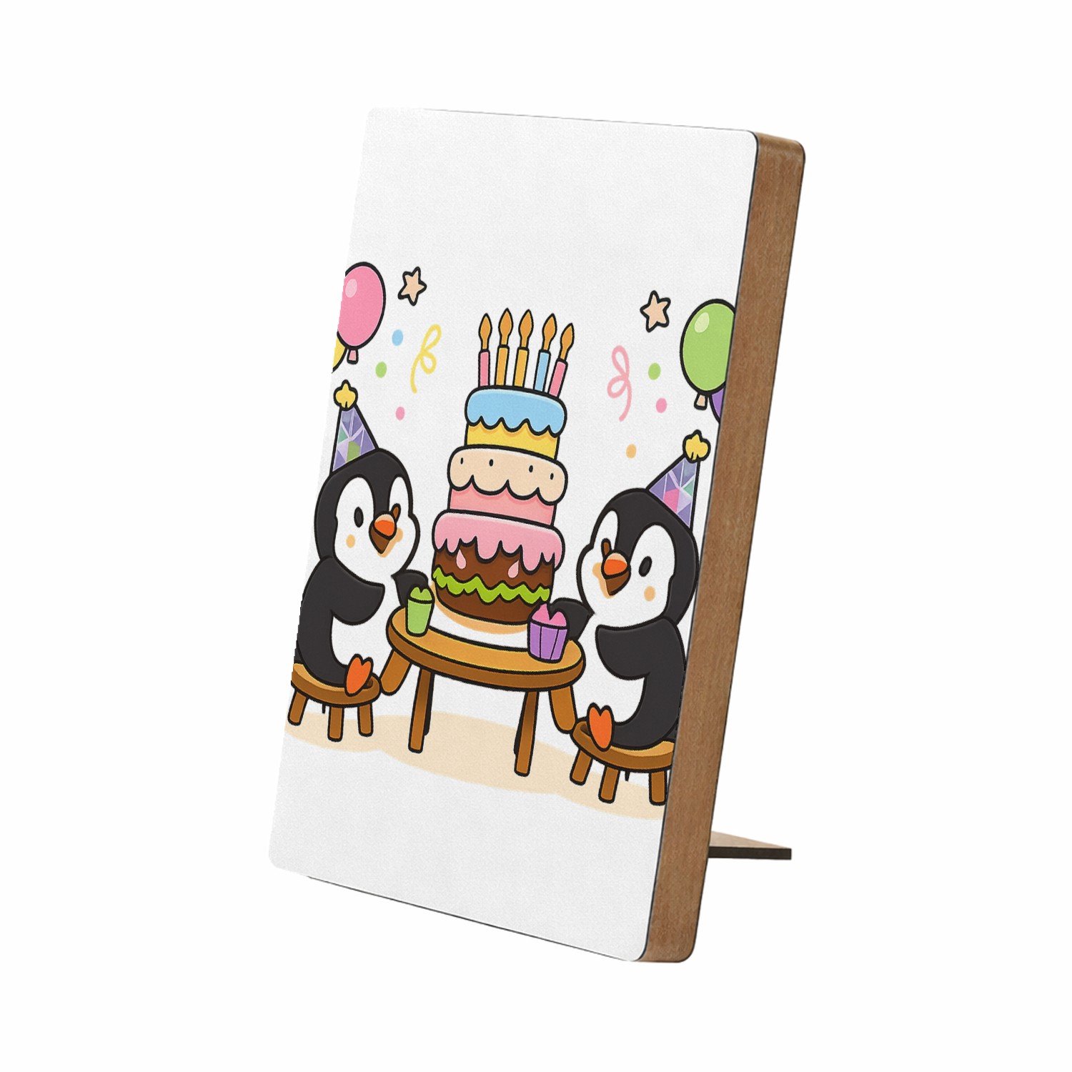 Mr Cadeautjes Glasframe/MDF 12,7 x 17,8 - design Feestelijke dierenscène rond een opvallend centraal object| cadeau Wit