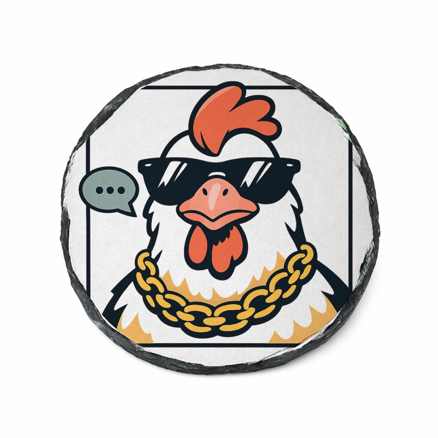 Mr Cadeautjes Leisteen rond Ø 14 - design Retro karakterprint met onverwachte zelfverzekerdheid | cadeau Wit