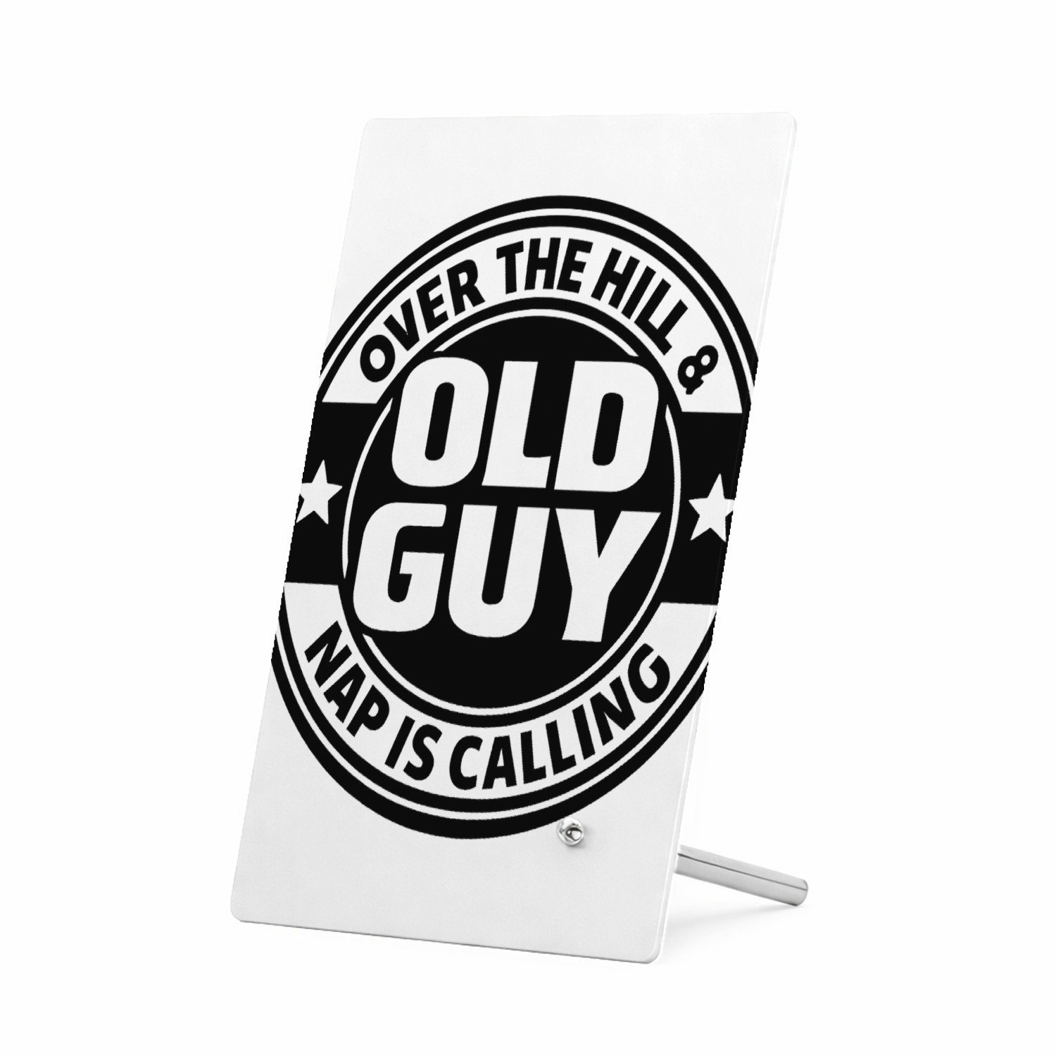 Mr Cadeautjes Glasframe 11 x 16 - design Retro embleem met stoere levensfase-grap | cadeau Wit