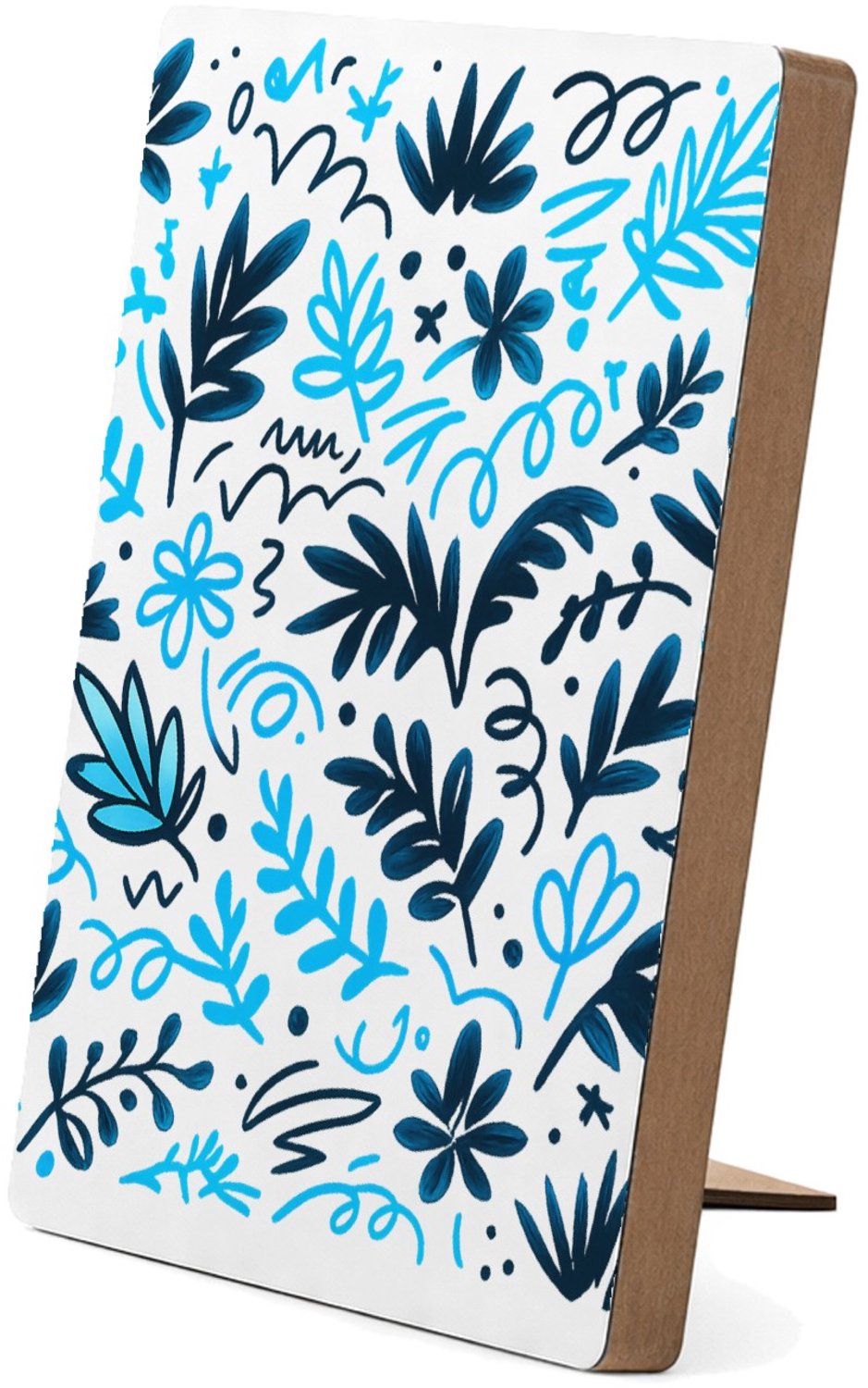 Mr Cadeautjes Glasframe/MDF 12,7 x 17,8 - design Neonlijn-patroon met botanische vormen op zwart | cadeau Wit