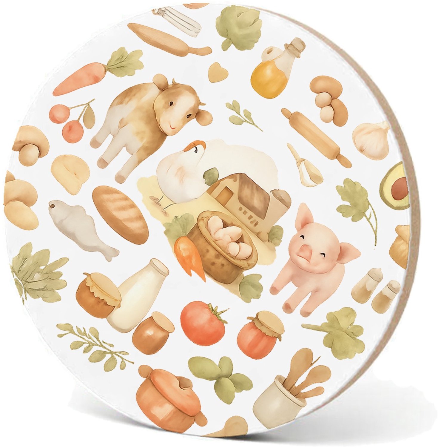 Mr Cadeautjes MDF fotolijst - design Keukenalfabet met fruit, groenten en bakgerei | cadeau Wit