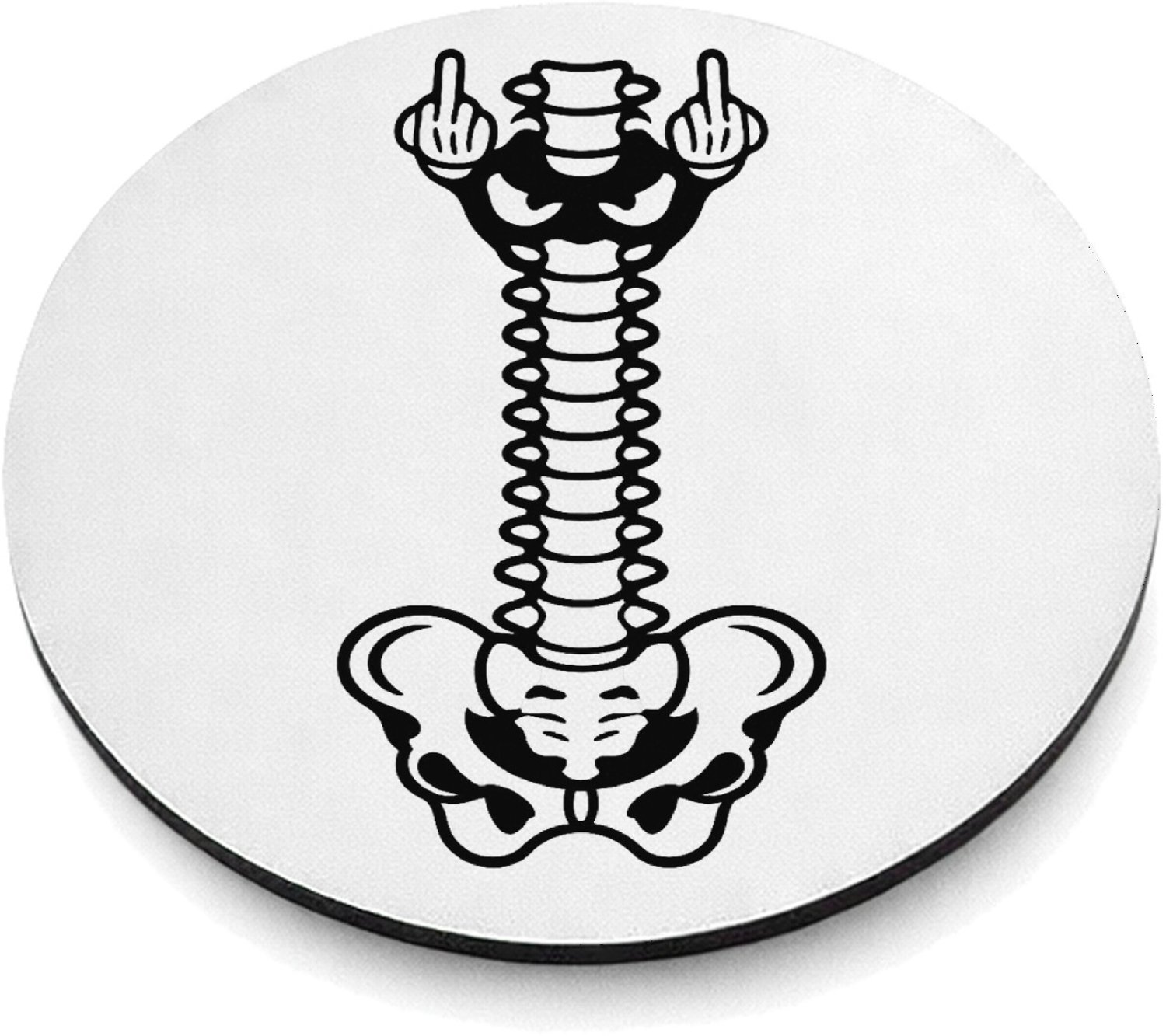 Mr Cadeautjes MDF magnetische fotolijst rond Ø 9,5 - design Humoristische lichaamsgrap met een andere verticale anatomis | cadeau Wit