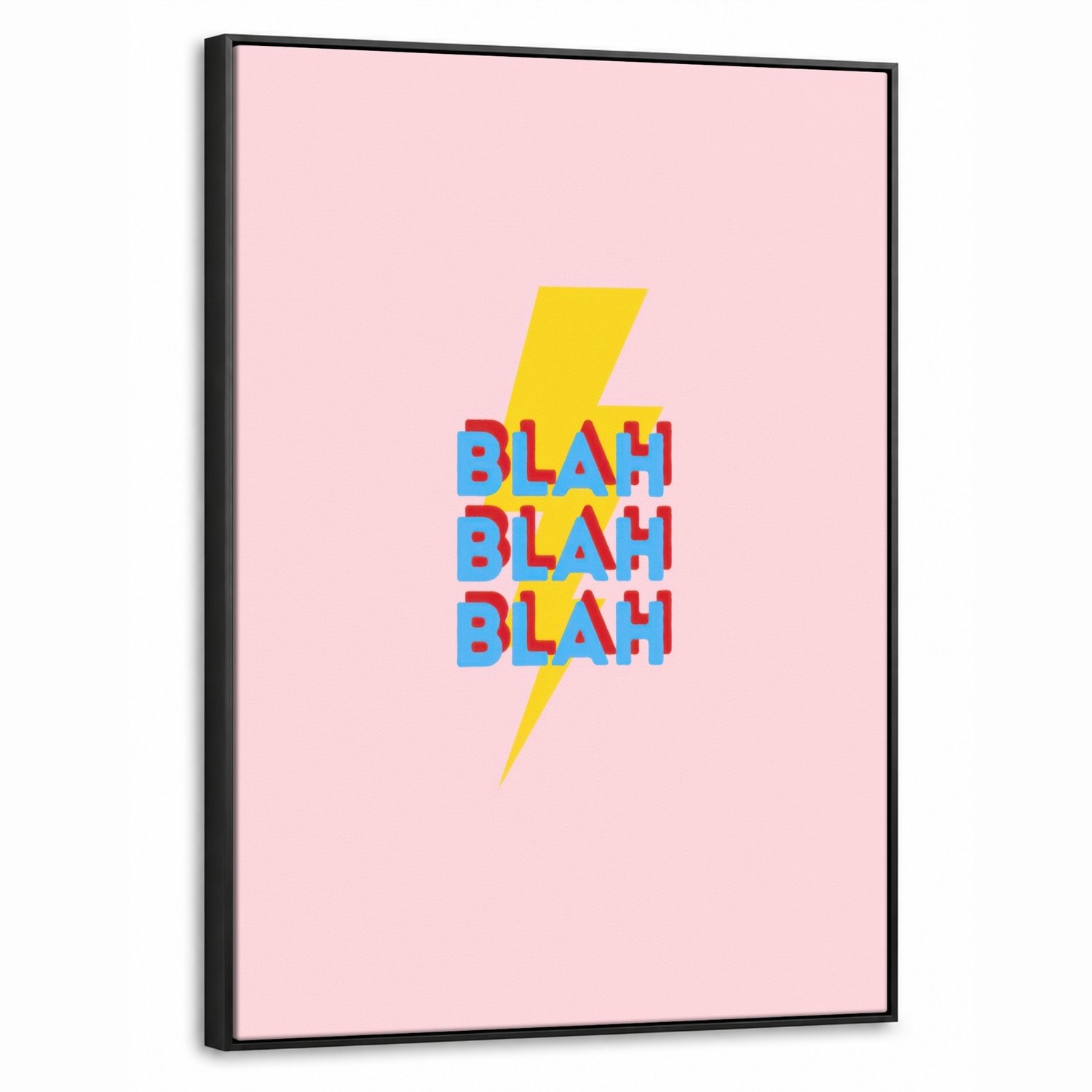Canvas Schilderij met Baklijst 60x80cm - Blah - Bliksem - Roze - Muurdecoratie woonkamer - Slaapkamer decoratie - Kamer accessoires - Schilderijen op canvas met lijst
