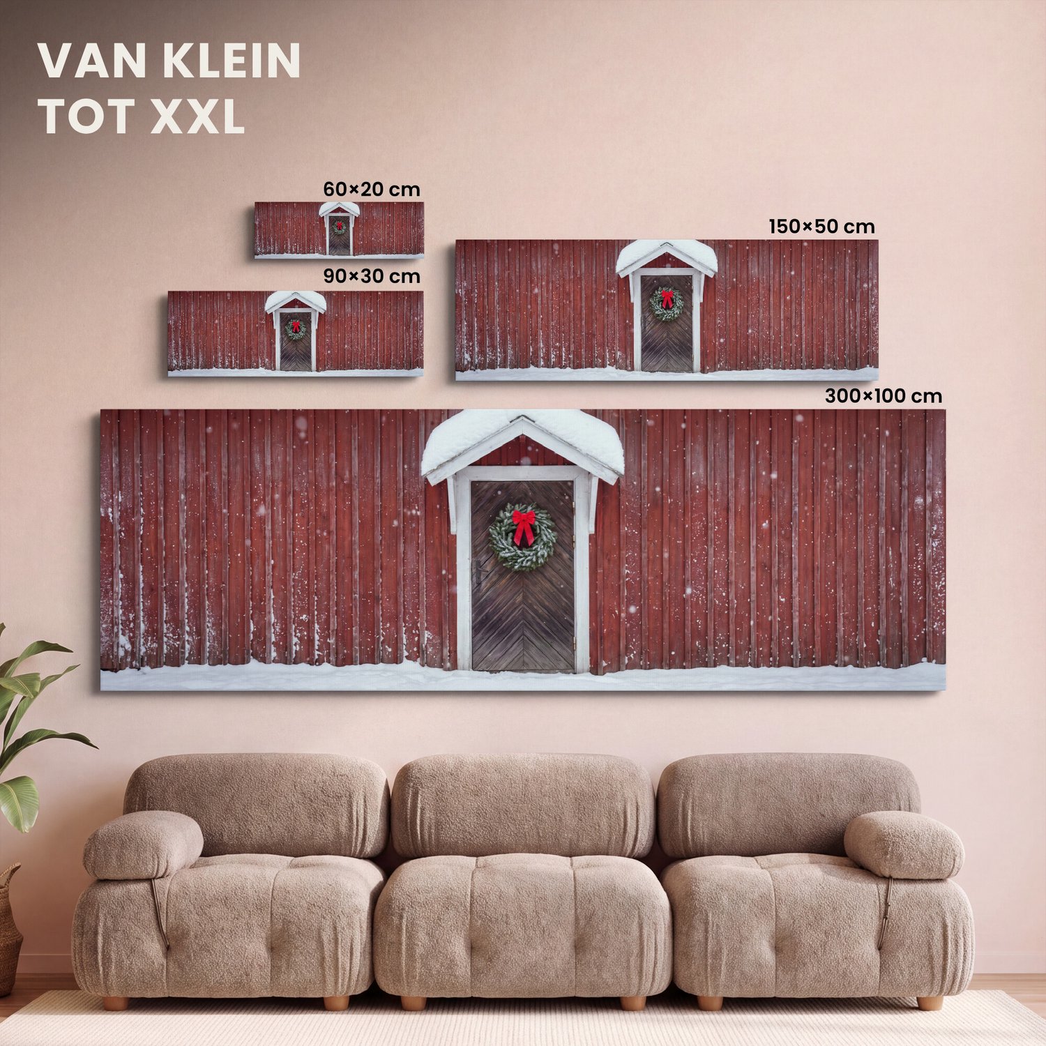 Canvas schilderij 180x60 cm - Exclusieve wanddecoratie Deur - Kerstkrans - Winter - Muurdecoratie woonkamer - Slaapkamer decoratie - Kamer accessoires - Schilderijen op canvas groot XXL – foto 8