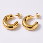Lundholm Sol Oorknopjes Dames Goudkleurig - Gouden Oorstekers 1,35 cm - Kleine Oorbellen Dames - Premium Stainless Steel Jewellery Goud Verguld - Hypoallergene Sieraden - Verjaardag of Kerst Cadeau Vrouw en Vriendin - my Lundholm