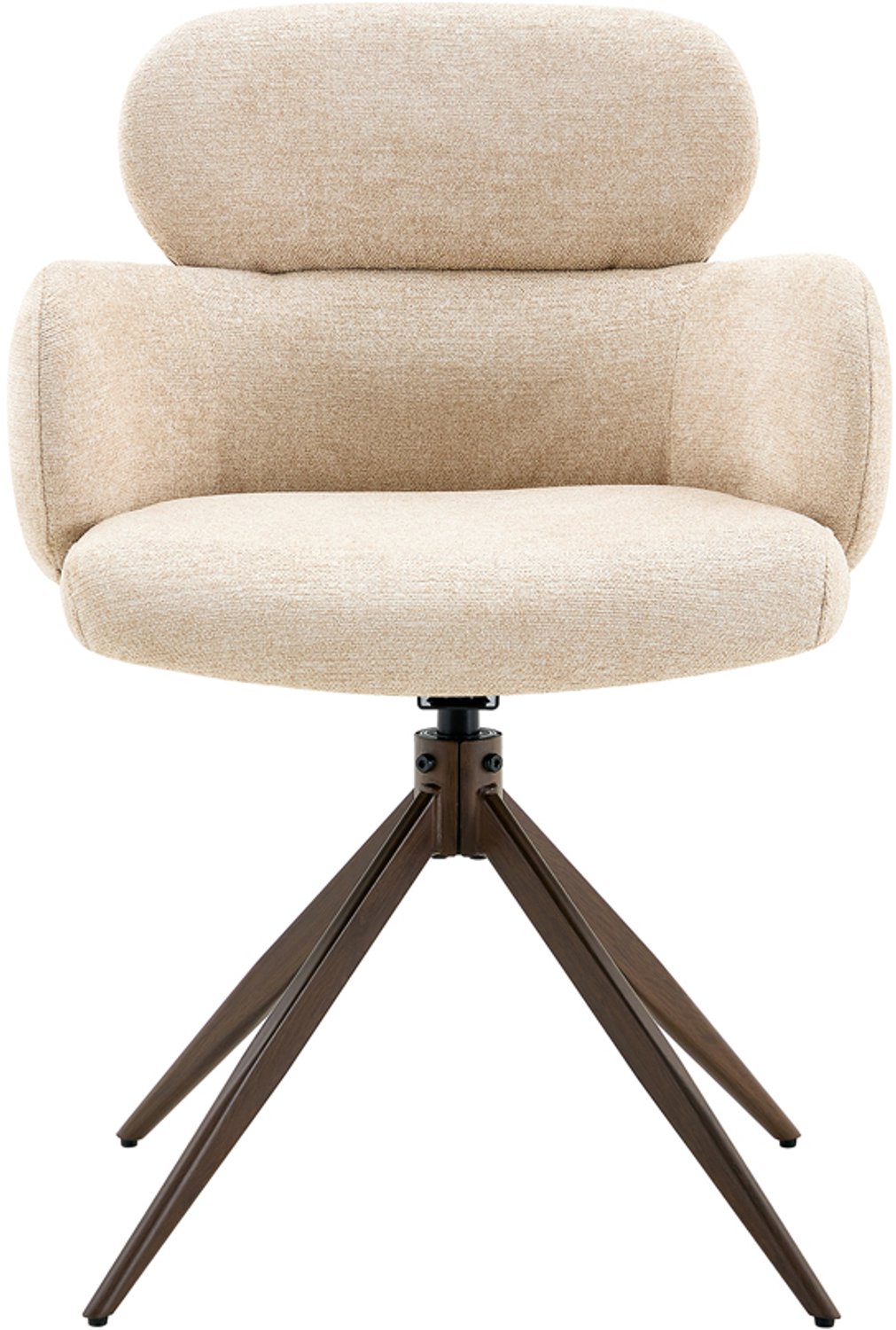 Rousseau Roxane Draaibare Eetkamerstoel - Beige - Stoffen Bekleding - Walnoot - Per Stuk