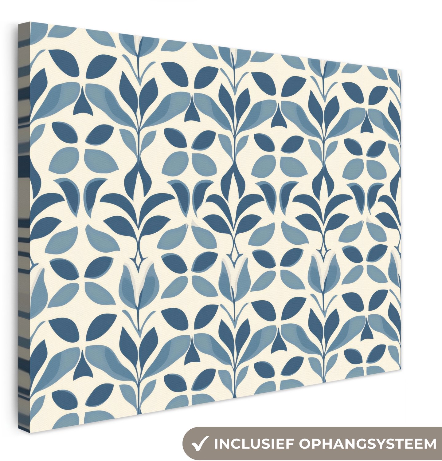 Canvas schilderij 100x70 cm - Exclusieve wanddecoratie Flora - Modern - Blauw - Muurdecoratie woonkamer - Slaapkamer decoratie - Kamer accessoires - Schilderijen op canvas