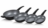 BE Living Pannenset 4-delig - Ø 20, 24 & 28 cm Koekenpan + Ø 32 cm Wokpan - Koekenpannenset - Keramisch - Inductie Pannen - PFAS Vrij Anti Aanbak - Delight Series
