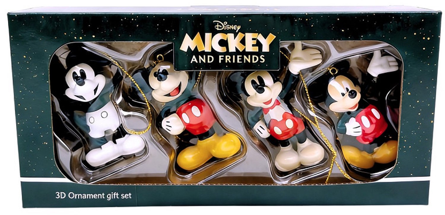 Disney Home Disney Mickey Mouse 3D Kerstornamenten – Set van 4 rood