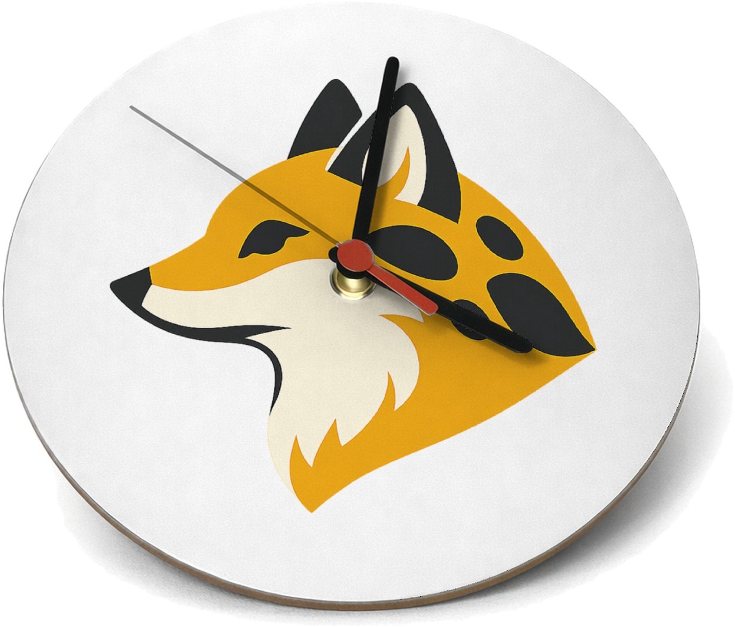 Mr Cadeautjes Klok rond Ø 19 - design Een set van vier decoratieve panelen met een gestileerde vos | cadeau Wit